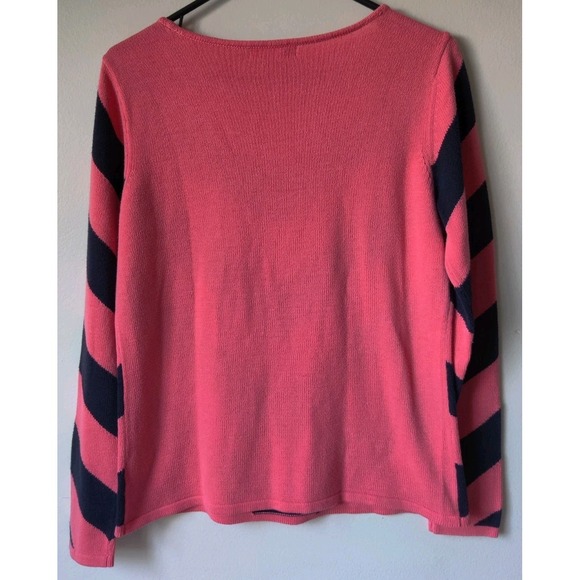 Liz Claiborne Women's Pullover Knit Sweater Pink/Black Chevron Design Size Large - Picture 2 of 4